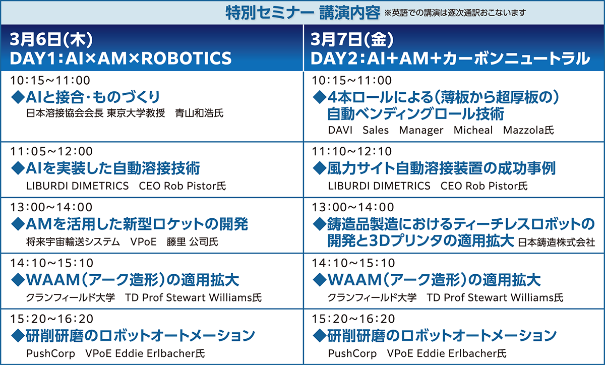 第７回 ASテクノフェア　特別セミナー講演内容